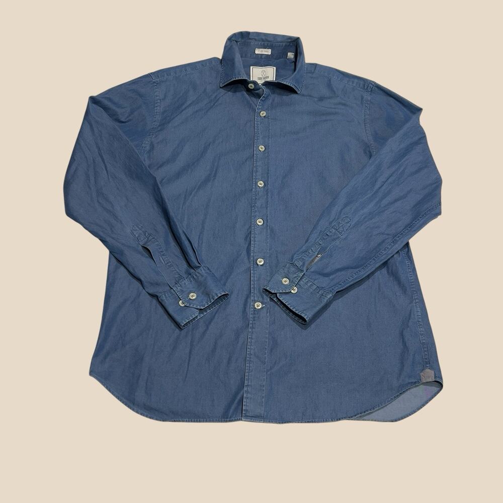 Todd Snyder Shirt Mens Size Large 16 34/35 Blue Long Sleeve Cotton Button Down